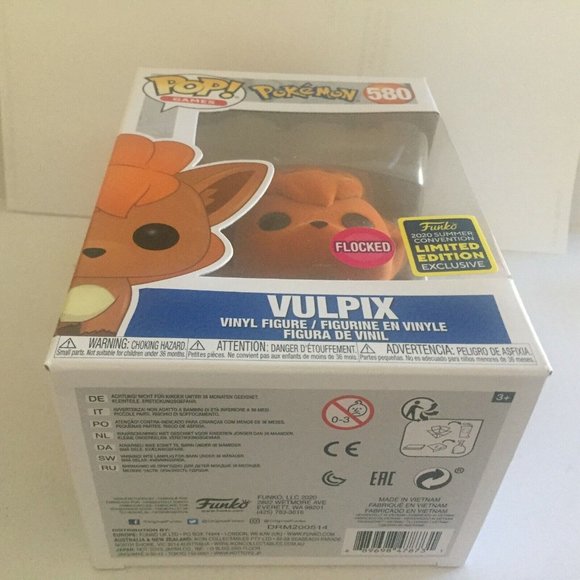 NEW 2020 SDCC Shared Exclusive Pokemon Vulpix Flocked Funko Pop Figure #580 - Picture 8 of 8